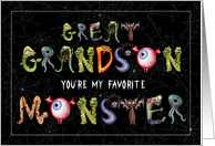 Great Grandson Favorite Monster Funny Halloween Typography card