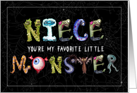 for Niece Favorite Little Monster Funny Halloween Typography card