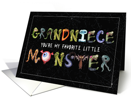 for Grandnece Favorite Monster Funny Halloween Typography card