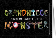 for Grandnece Favorite Monster Funny Halloween Typography card