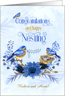 New Baby Congratulations Nesting Bluebirds Custom Name card