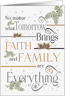 Christian Christmas Faith and Family Are Everything with Pines card