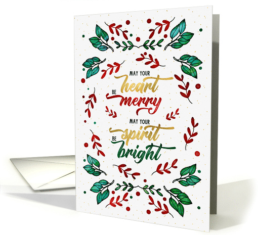 Christmas Merry and Bright Botanicals with Faux Gold Leaf card