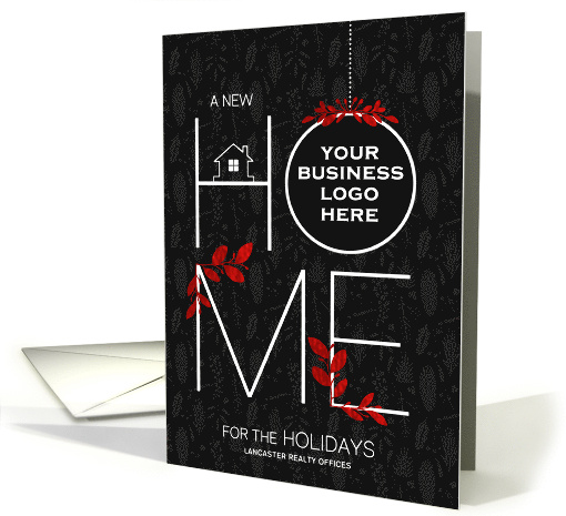 Business Home for the Holidays Company Logo Red on Black card