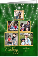 Season’s Greetings 5 Photo Christmas Tree with String Lights card