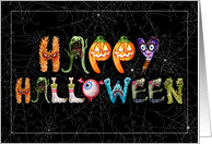 Happy Halloween Monster Alphas Funny Halloween Typography card