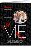 New Address Home for the Holidays Red and Black Christmas Photo card