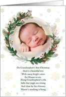 Grandnephew’s 1st Christmas Botanical Wreath and Custom Photo card