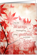 Religious Thanksgiving Maple Leaves and Christian Cross card