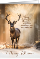 for Great Grandpa Christmas Reindeer Sunlit Snowy Forest card