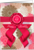 for Aunt Birthday Deep Rose Pink Ribbon and Paper Lace Style card