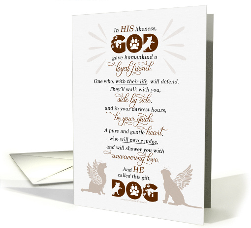 Dog Pet Sympathy God's Gift of a Loyal Friend in Brown card (1710928)