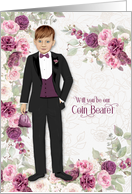 Coin Bearer Wedding Party Request Plum Ranunculus card