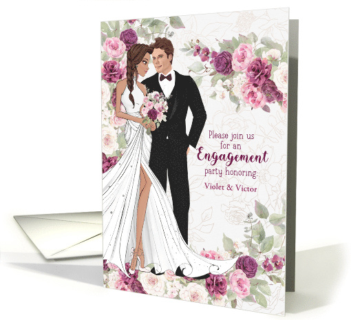 Engagement Party Invite Plum and Pink Ranunculus card (1711862)