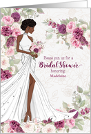 Bridal Shower Invite African American with Plum Blossoms and Name card