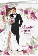 Thank You Wedding Attendants Bride and Groom Plum Blossoms card