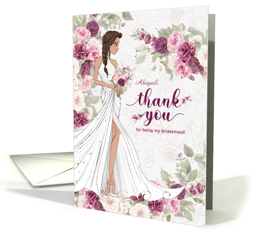 Bridesmaid Thank You Bride with Plum Blossoms Custom card (1712566)