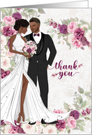 General Wedding Thank You Black Bride and Groom Plum Blank card