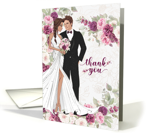 General Wedding Thank You Bride and Groom Plum Blossoms Blank card