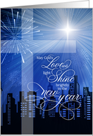 Christian New Year God’s Light and Love Cityscape card