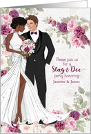 Black Bride White Groom Stag and Doe Party in Plum Custom card