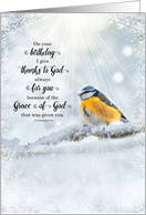 Birthday 1 Corinthians 1 Verse 4 Winter Blue Tit Wild Bird card