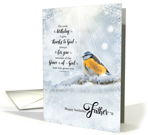 Father's Birthday 1 Corinthians 1 Verse 4 Winter Blue Tit... (1722700)