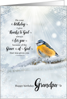 Grandpa’s Birthday 1 Corinthians 1 Verse 4 Winter Bird card