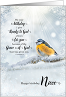 Niece’s Birthday 1 Corinthians 1 Verse 4 Winter Bird card