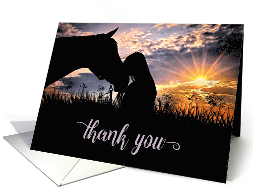 Thank You Western Themed Cowgirl and Horse card (1725266)