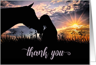 Thank You Western Themed Cowgirl and Horse card