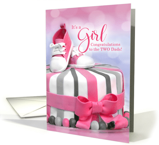 TWO Dads New Baby Congratulations Pink Cake card (1725274)