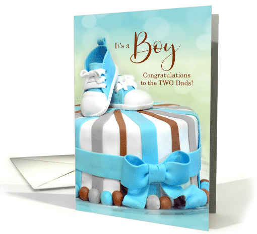 TWO Dads New Baby Congratulations Blue Cake card (1725276)