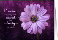 Cousin’s Birthday Purple Daisy Warmth and Beauty card