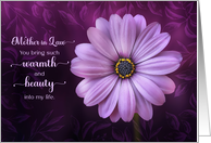 Mother in Law Birthday Purple Daisy Warmth and Beauty card
