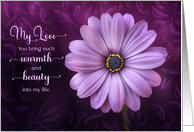 Wife’s Birthday Purple Daisy Warmth and Beauty card