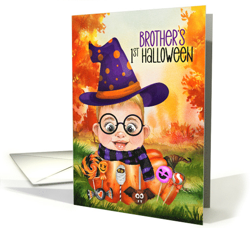 Brother's First Halloween Wizard Boy Pumpkin and Candy card (1727326)