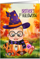 Brother’s First Halloween Wizard Boy Pumpkin and Candy card