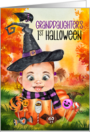 Granddaughter’s First Halloween Girl Witch with Pumpkin and Candy card