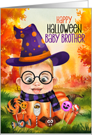 Baby Brother Little Wizard Boy Pumpkin for Halloween card