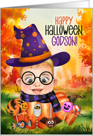 Young Godson Little Wizard Boy Pumpkin for Halloween card