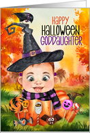 Goddaughter Witch and Raven in a Halloween Pumpkin card