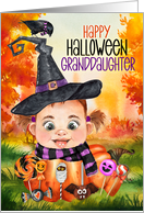 Granddaughter Witch and Raven in a Halloween Pumpkin card