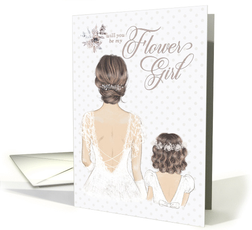 Will You Be My Flower Girl Bridal Taupe and Winter White card