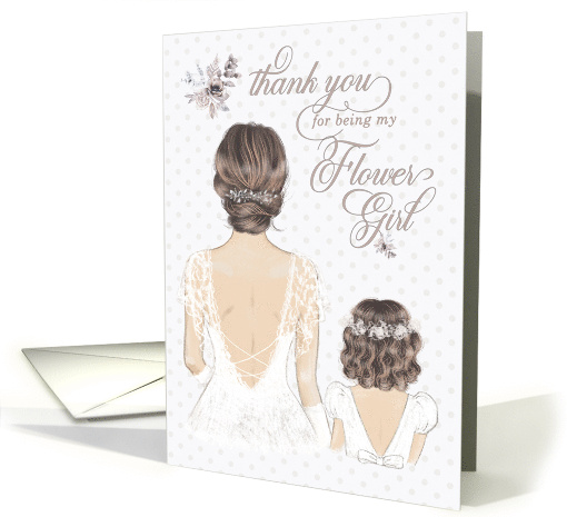Flower Girl Thank You Bridal Taupe and Winter White card (1728014)