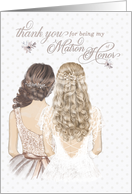 Thank You Matron of Honor Formal Taupe and White card