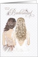 Bridesmaid Request Formal Taupe and Winter White card