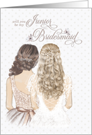 Junior Bridesmaid Request Formal Taupe and Winter White card