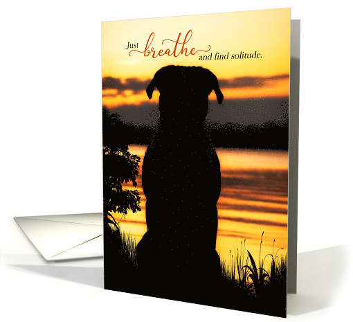 Listen to your Heart Encouragement Dog Silhouette Sunset Lake card