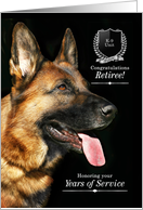 K9 Police Dog Retirement with a German Shepherd on Black card